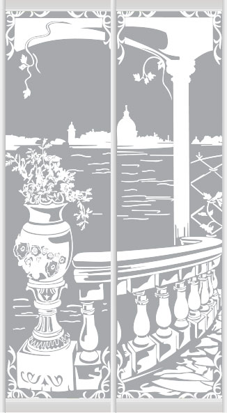 Дверное наполнение зеркало (художественное матирование) 222L/222R