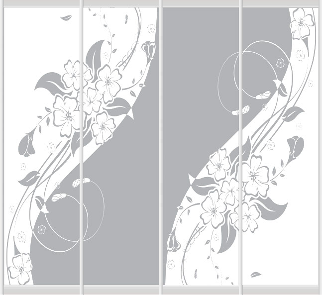 Дверное наполнение зеркало (художественное матирование) 4012L/4012SL/4012SR/4012R