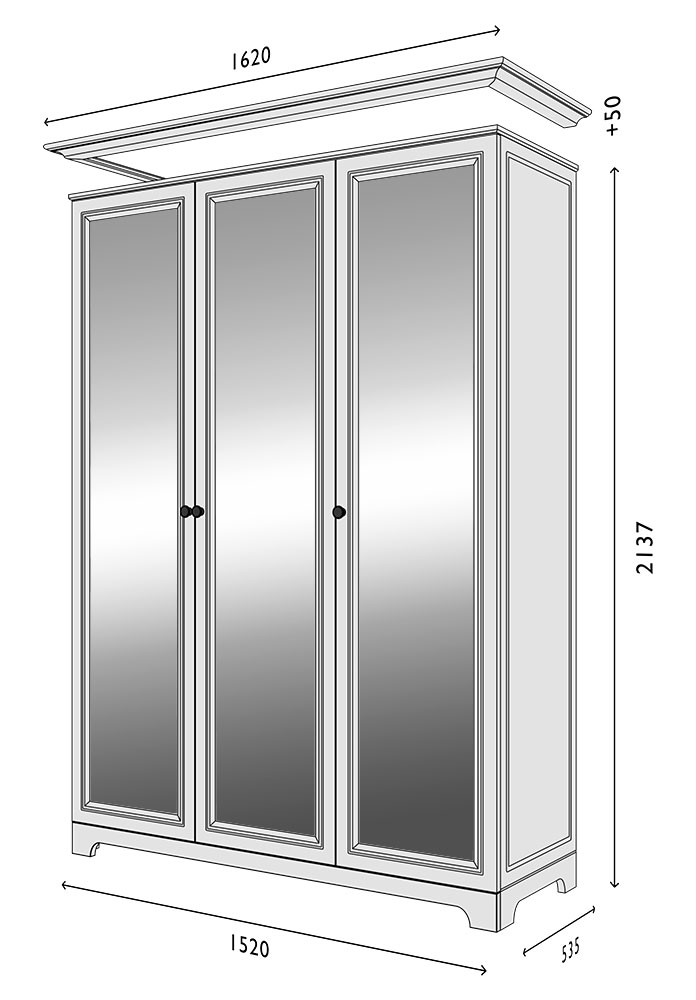 Схема Пенал фасад-V1 зеркало Марсель модуль-3