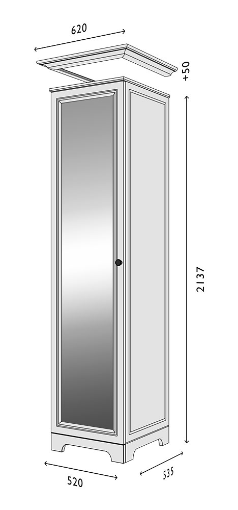 Схема Пенал фасад-V1 зеркало Марсель модуль-1