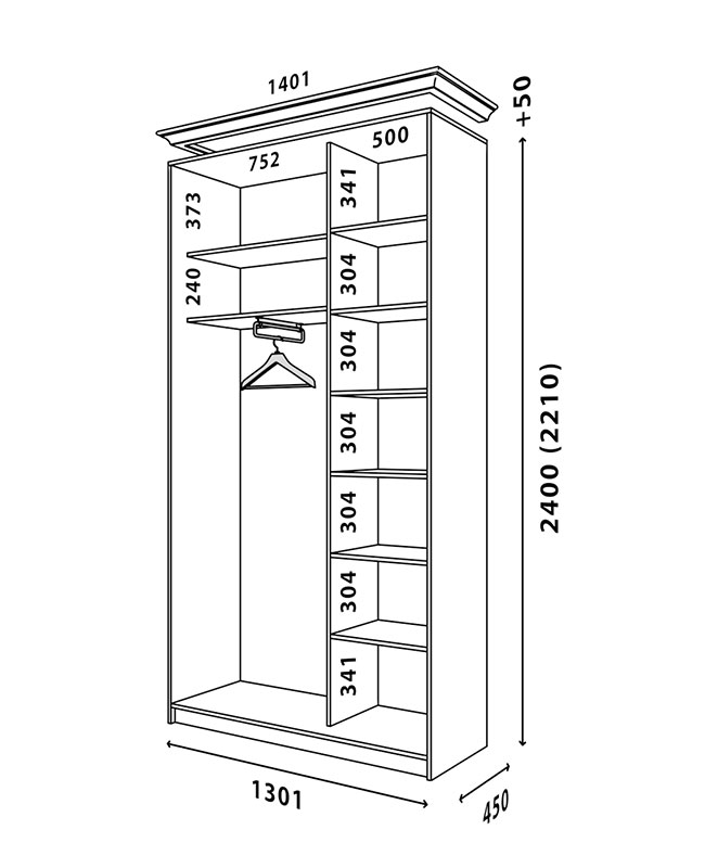 Схема шафи Білий WT 1300x450
