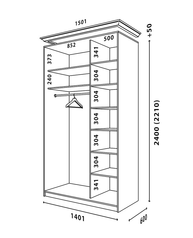 Схема шафи Білий WT 1400x600