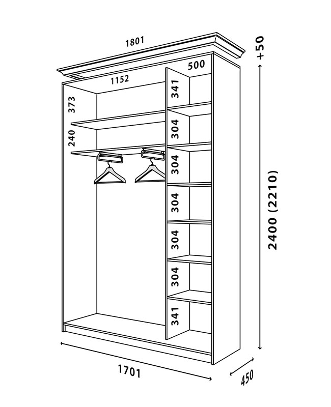 Схема шафи Білий WT 1700x450