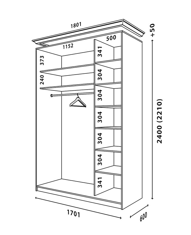 Схема шафи Білий WT 1700x600