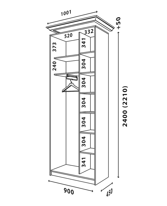 Схема шафи Білий WT 900x450