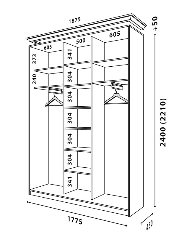 Схема шафи Білий WT 1800x450