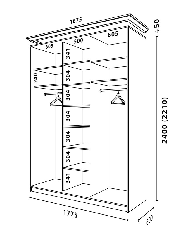 Схема шафи Білий WT 1800x600