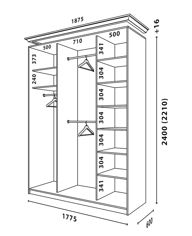 Схема шафи Білий WT 1800x600W