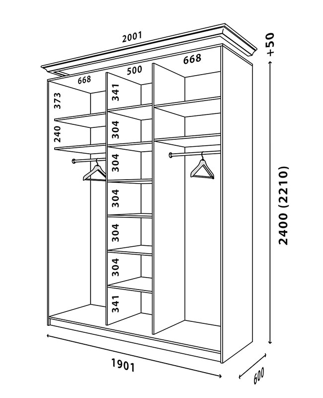 Схема шафи Білий WT 1900x600