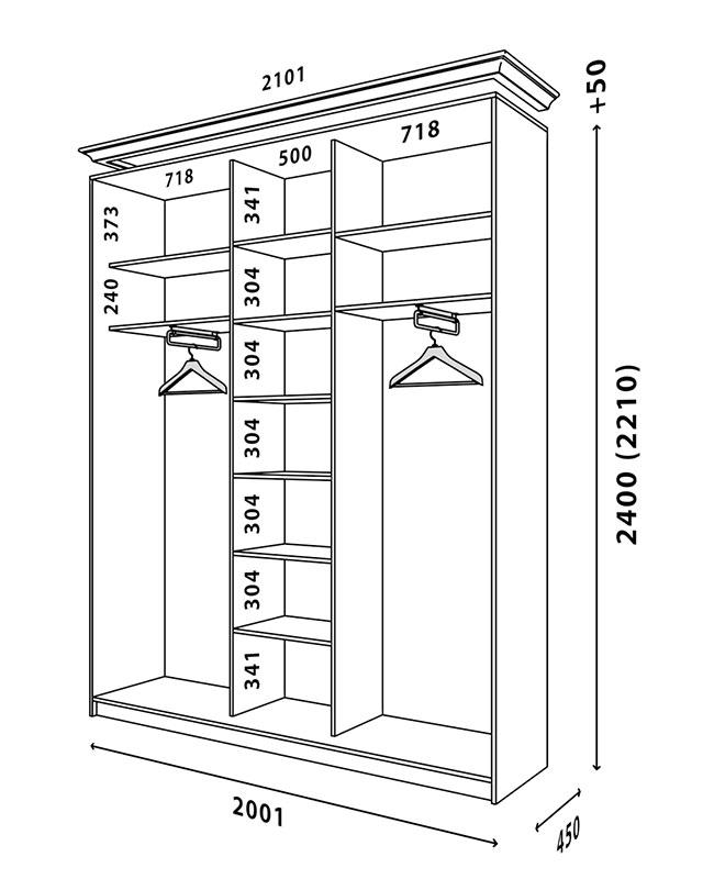 Схема шафи Білий WT 2000x450