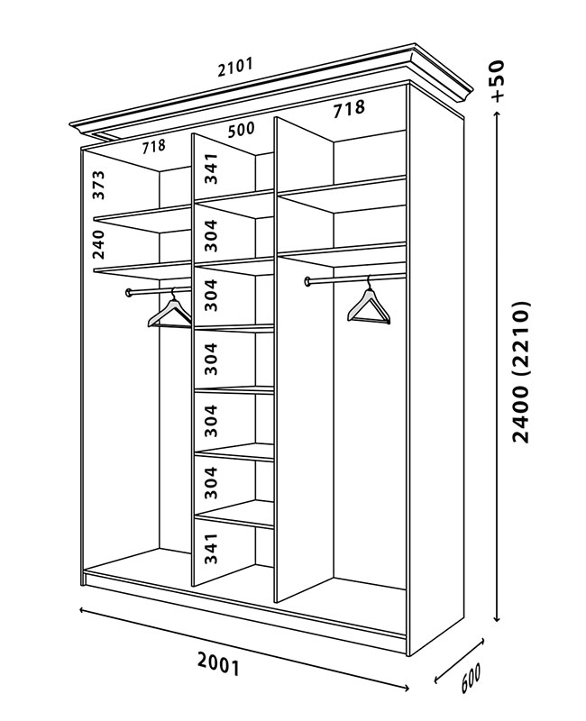 Схема шафи Білий WT 2000x600