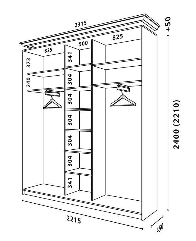 Схема шафи Білий WT 2220x450