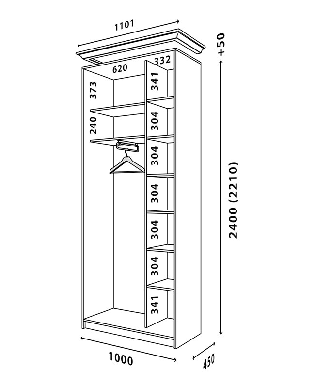 Схема шафи Білий WT 1000x450