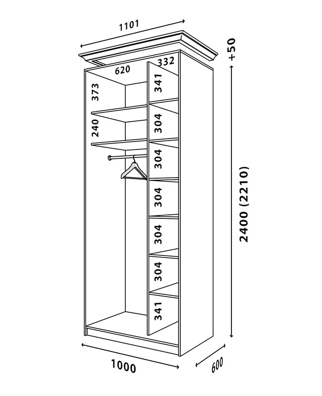 Схема шафи Білий WT 1000x600