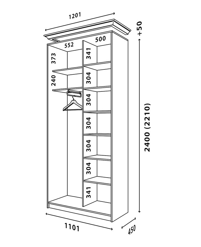 Схема шафи Білий WT 1100x450