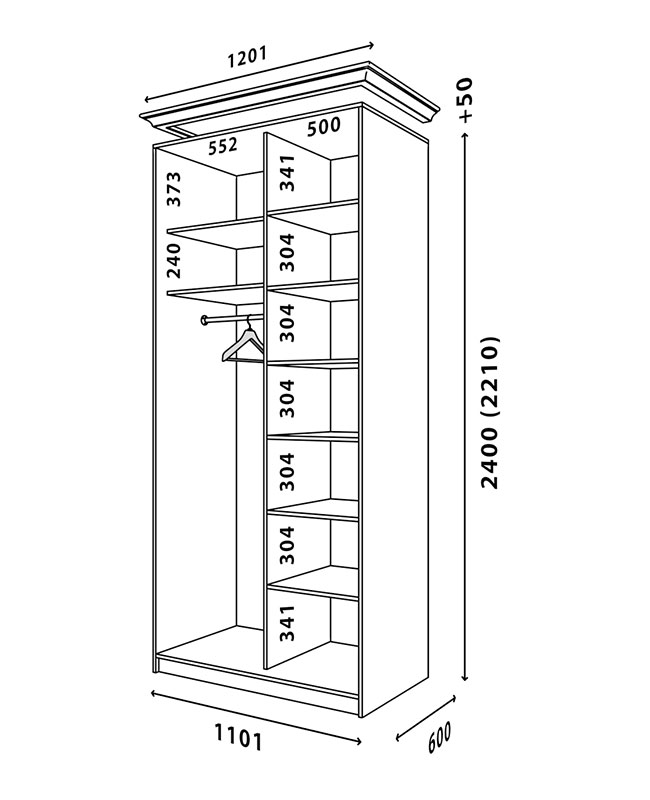 Схема шафи Білий WT 1100x600