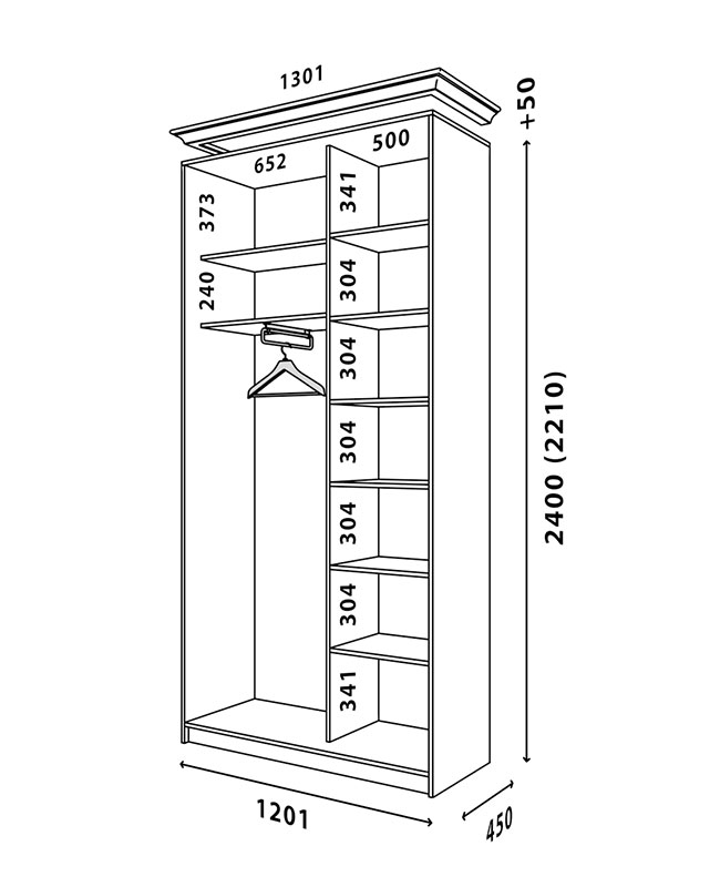 Схема шафи Білий WT 1200x450