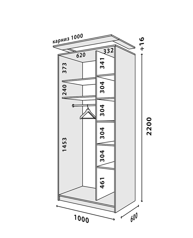 Схема шкафа Стандарт 1000x600