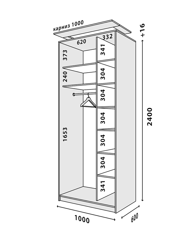 Схема шкафа Стандарт 1000x600